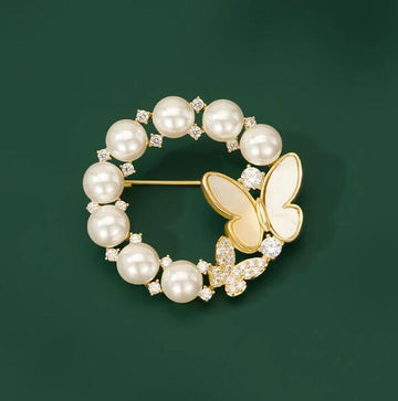 XSB180 - Opal White Butterfly Saree Brooch